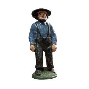 Vintage Lead Cast Iron Amish Pioneer Man Heavy 5" Tall